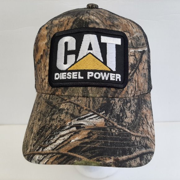 Cat Diesel Power Embroidered Patch Camouflage Mesh Snapback Hat Cap - Picture 2 of 5
